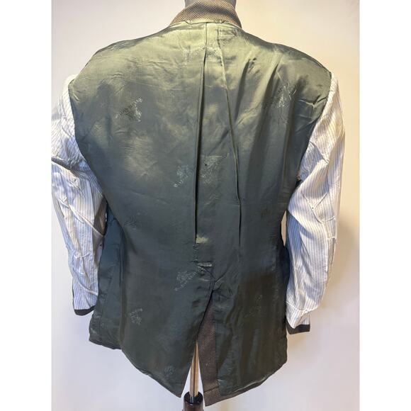 Oxxford Clothes Men's Cashmere Suit Jacket Sport Coat Brown Herringbone Sz 43 JL - Picture 12 of 16